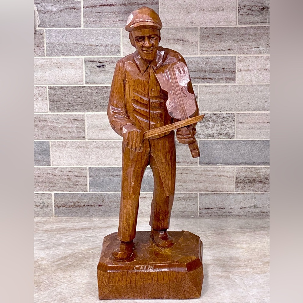 Original Caron Fiddler wood carving